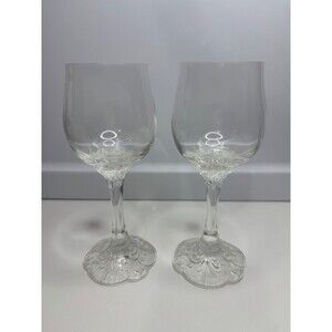Vintage Rosenthal Monbijou Classic Rose Crystal Red Wine Glasses 6 3/8" Set of 2